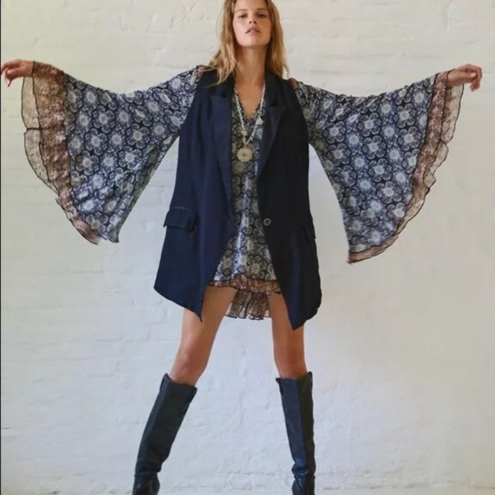 NEW-Free People-NWOT-Gabi Tunic/Dress, Black Combo, Size S